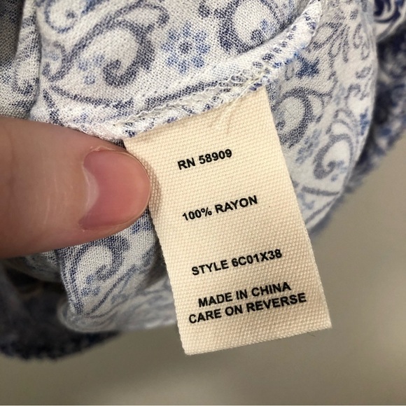 Chelsea & Violet NWT Blue Bohemian Crossover Wrap Blouse Top Mojave Desert - Picture 4 of 6